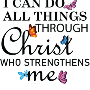 Butterflies with inspirational religious quote.