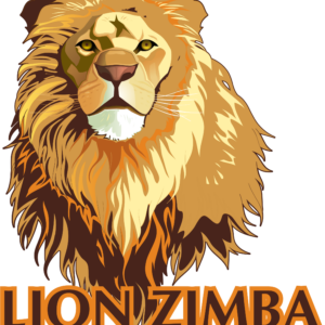 Illustrated lion with text "Lion Zimba".