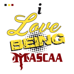 I Love Being Mascaa" text design.
