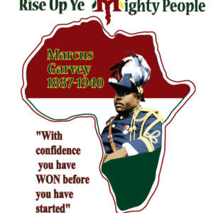 Marcus Garvey tribute with motivational quote.
