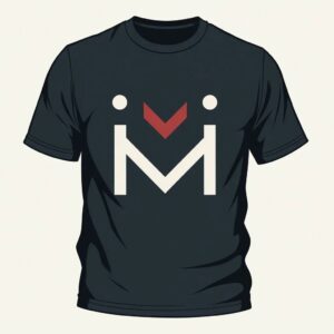 Black t-shirt with abstract geometric design.