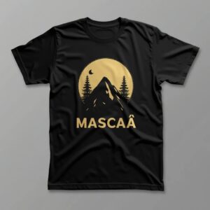 Black T-shirt with mountain design, "MASCAÂ".