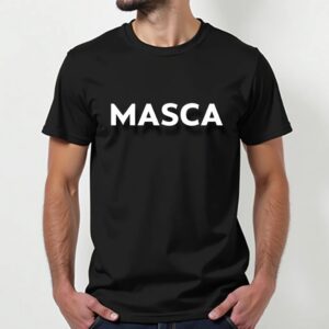 Man wearing black shirt with "MASCA" text.