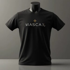 Black T-shirt with "MASCA" logo design.